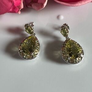 Sterling Silver 925 and yellow Teardrop Earrings